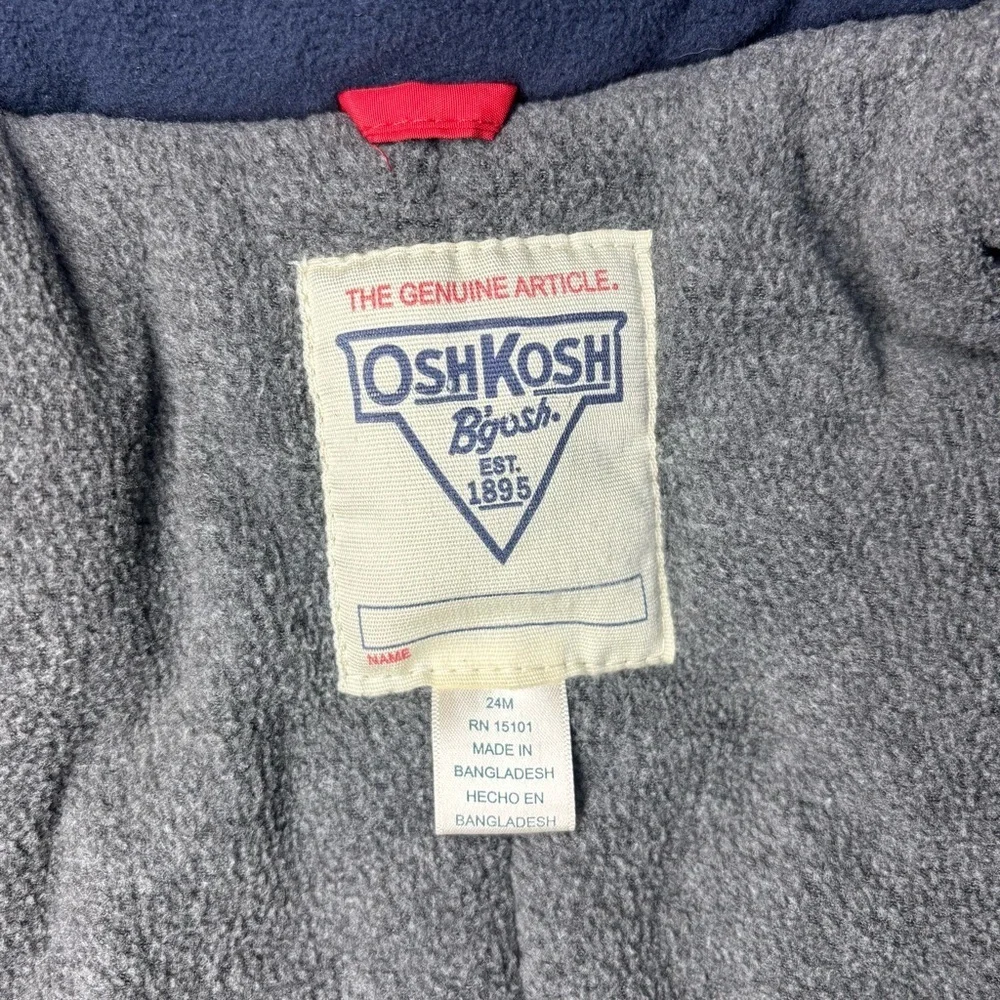 OshKosh Bgosh Coat 24 Months Hooded Zip Closure Pockets Adjustable Cuffs Outdoor